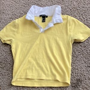 Light yellow cropped shirt with collar